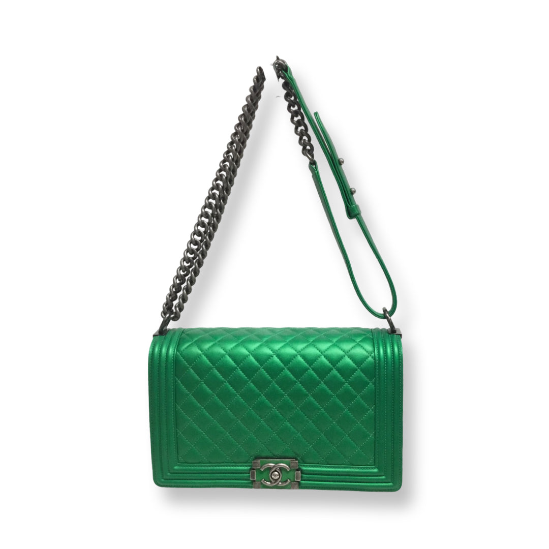 Chanel Metallic Green Boy Bag