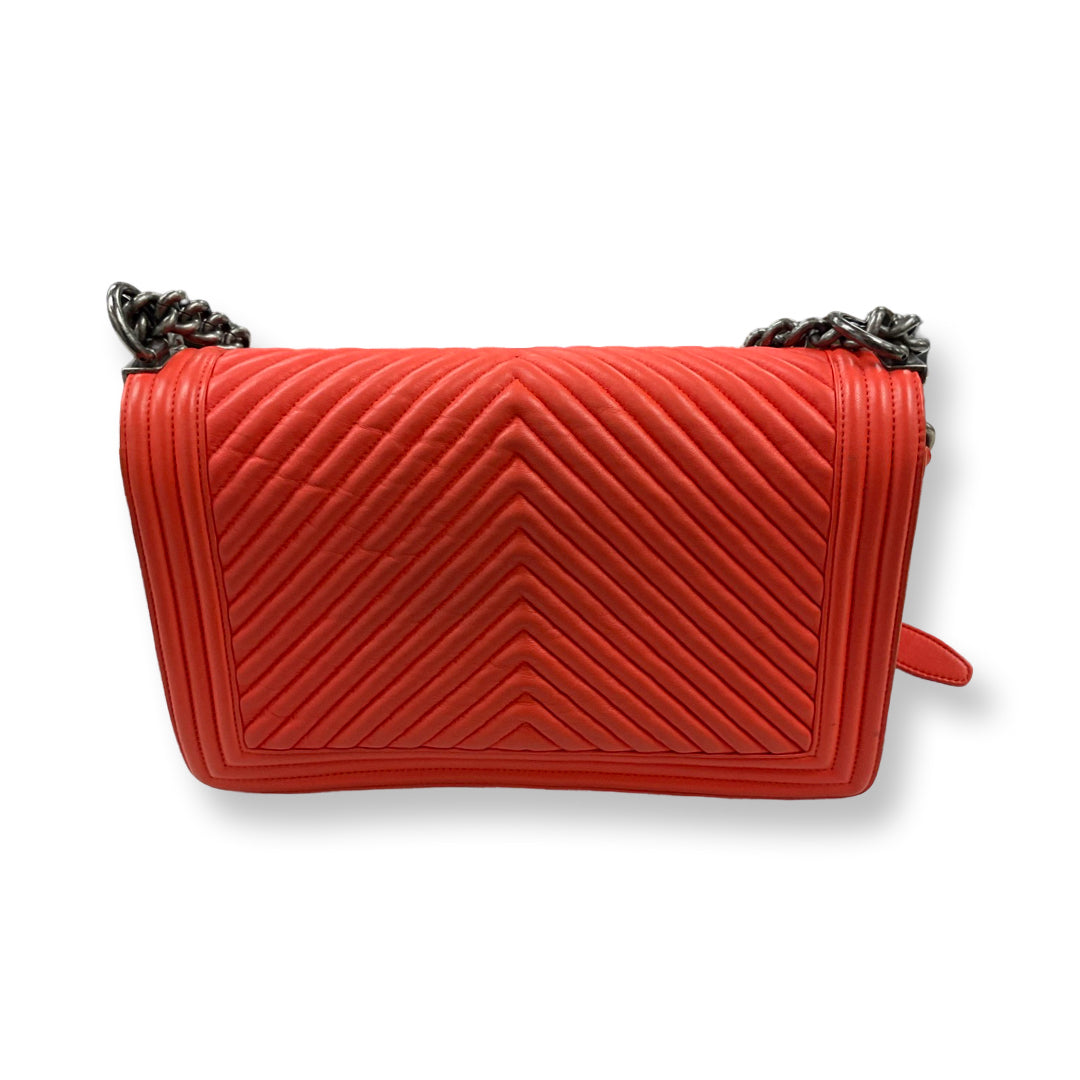 Chanel Orange Chevron Boy Bag