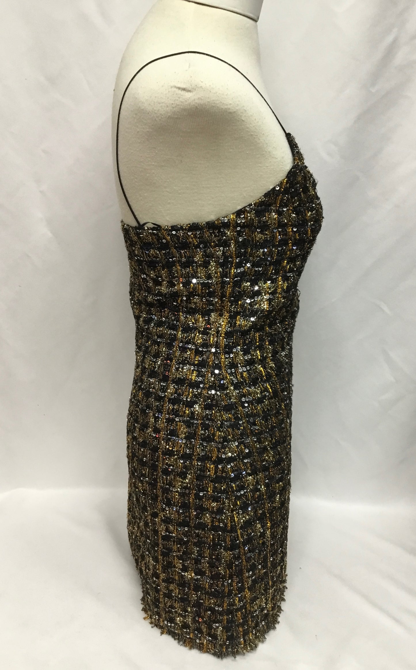 Balmain Black & Gold Tweed Dress