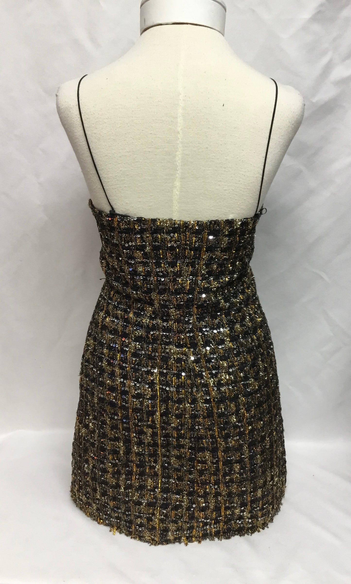 Balmain Black & Gold Tweed Dress