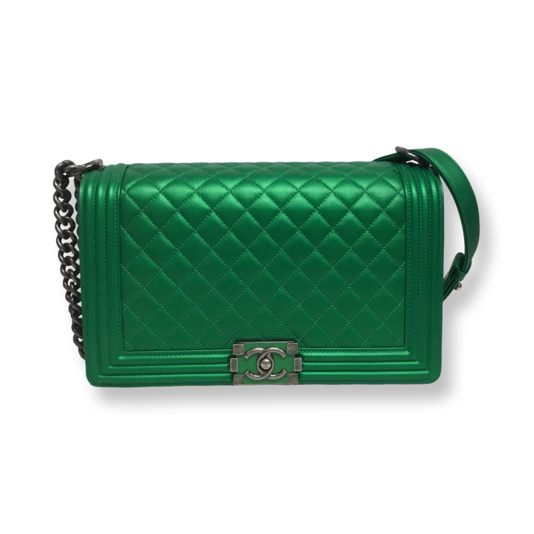Chanel Metallic Green Boy Bag
