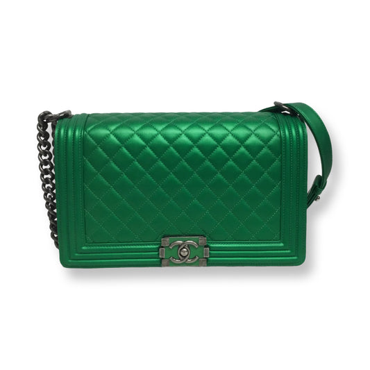 Chanel Metallic Green Boy Bag