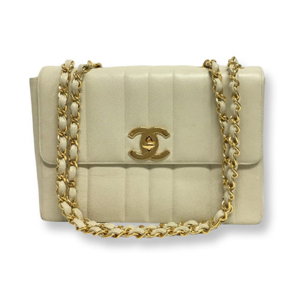 Chanel Beige Vintage Caviar Shoulder Bag