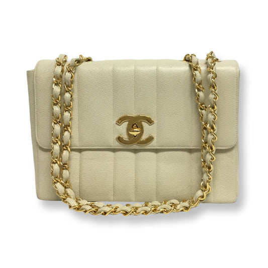 Chanel Beige Vintage Caviar Shoulder Bag
