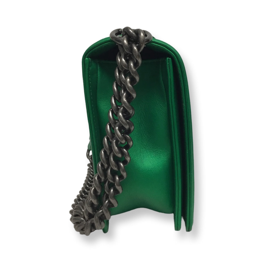Chanel Metallic Green Boy Bag