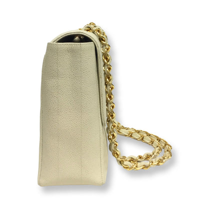 Chanel Beige Vintage Caviar Shoulder Bag