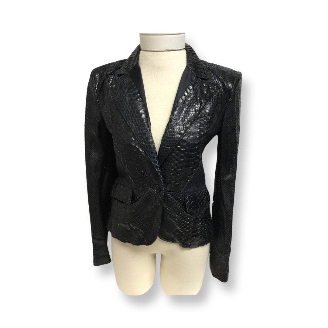 Roberto Cavalli Navy Python & Leather Jacket