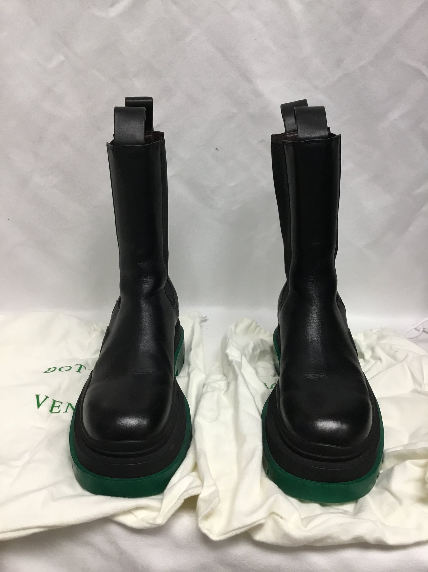 Bottega Veneta Black Leather with Green Rubber Sole Boots