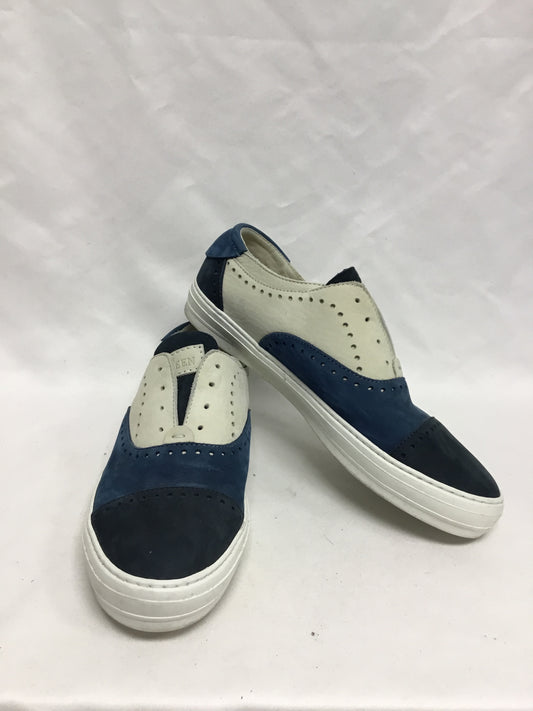 McQueen Blue & Cream Suede Slip On Shoes