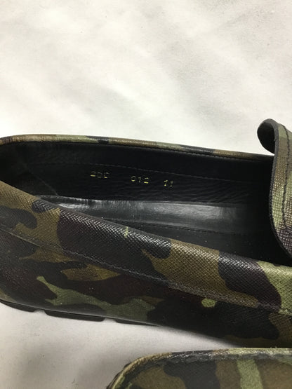 Prada Green Camouflage Leather Loafers