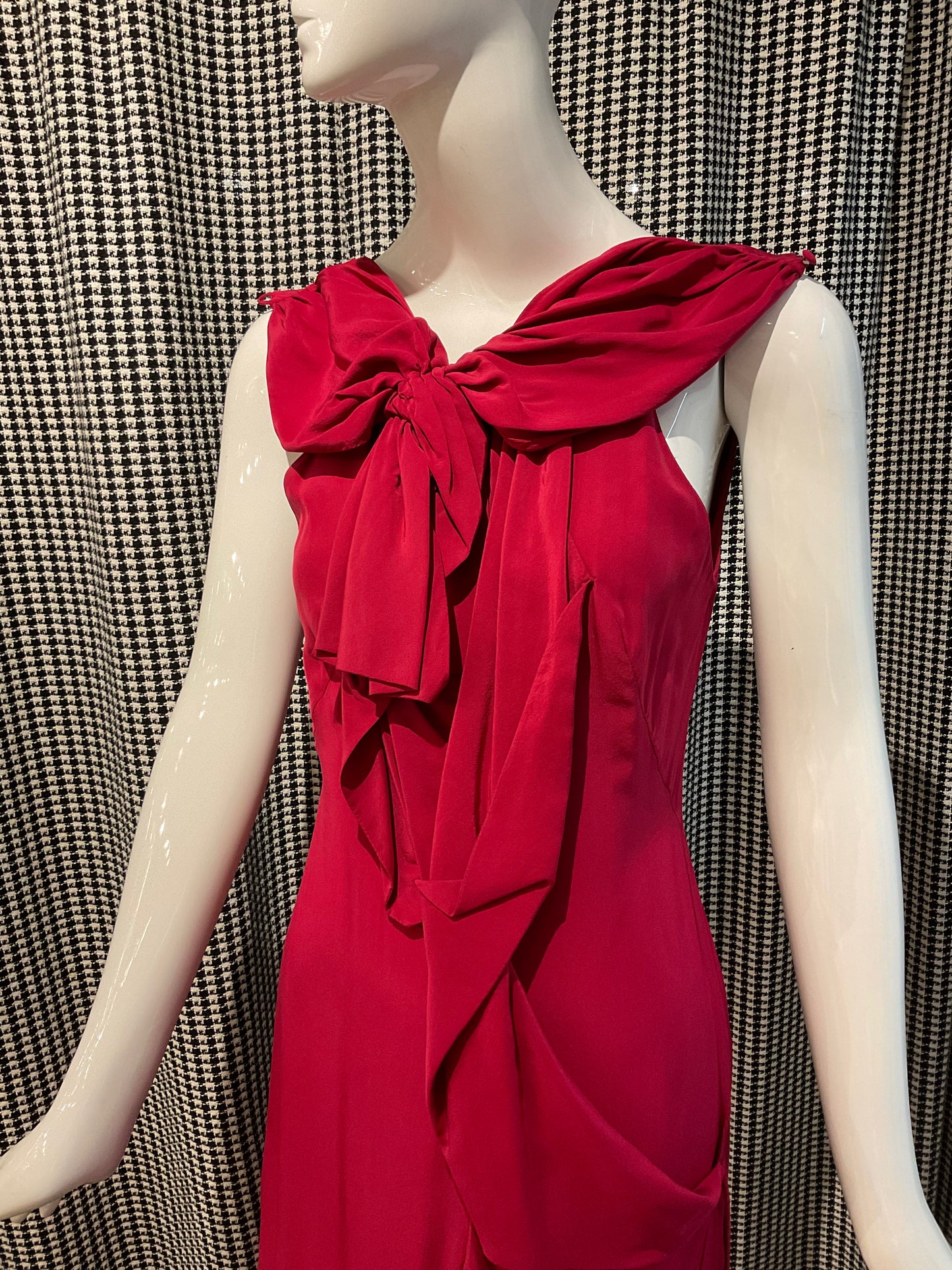 Valentino Dark Pink Sleeveless Ruffle Gown