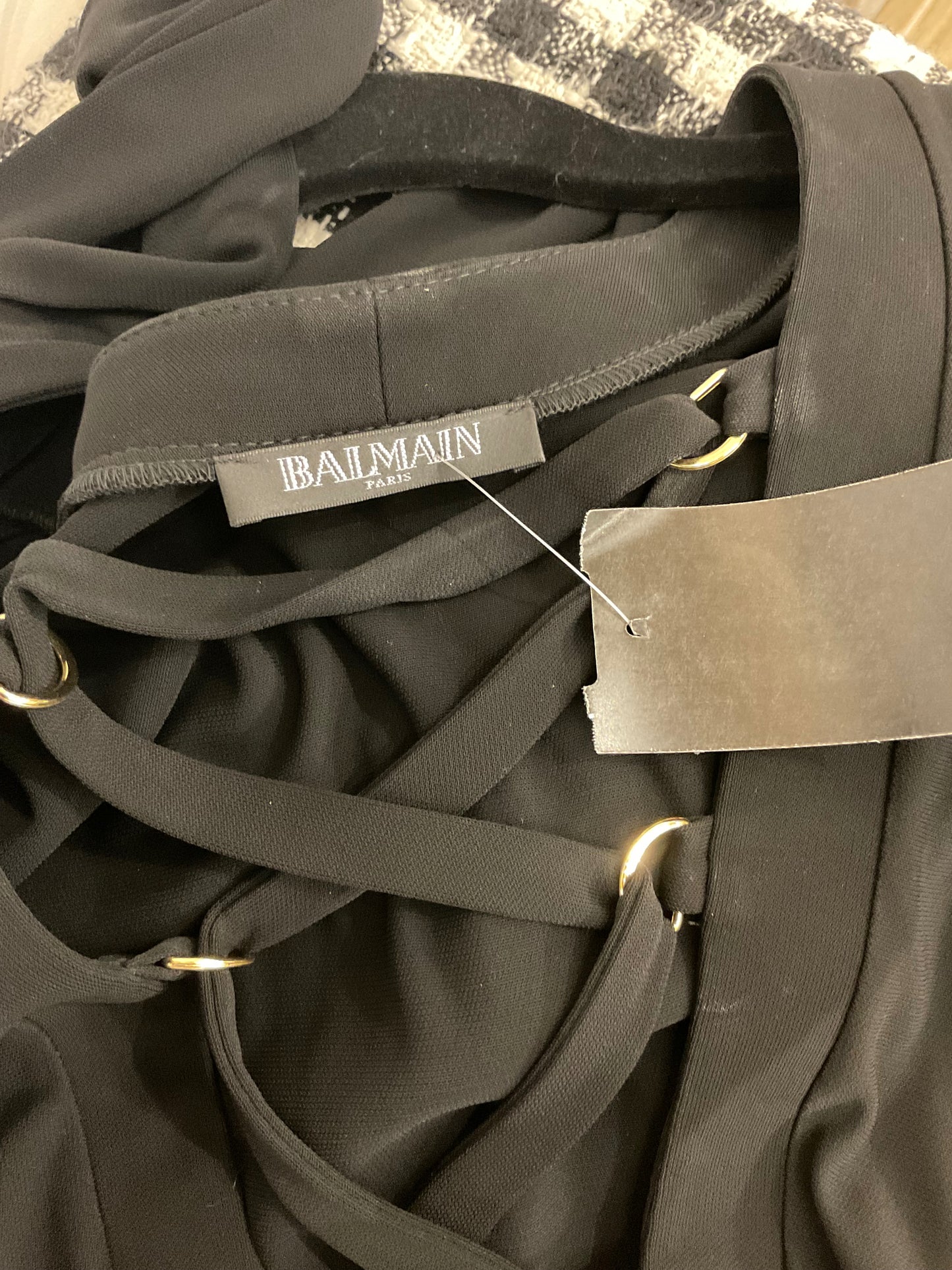 Balmain Black Dolman Sleeve Dress with Belt