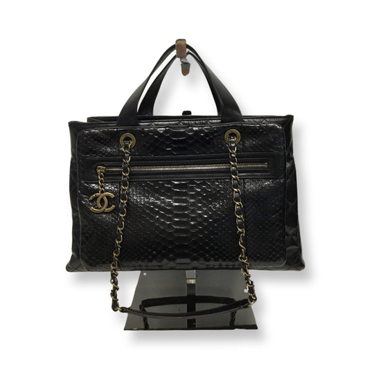 Chanel Black Leather Coco Handle Shopping Tote