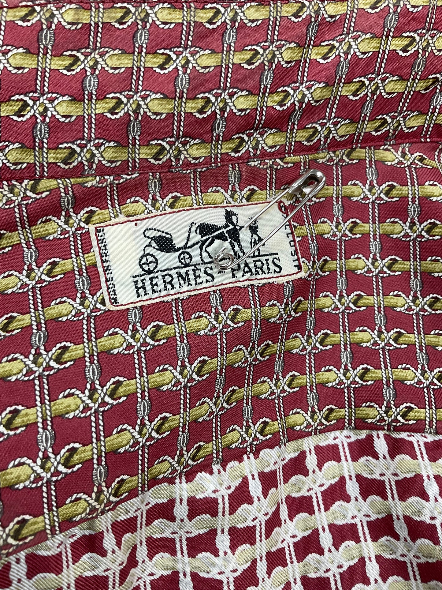 Hermes Burgundy & Gold Printed Long Sleeve Shirt
