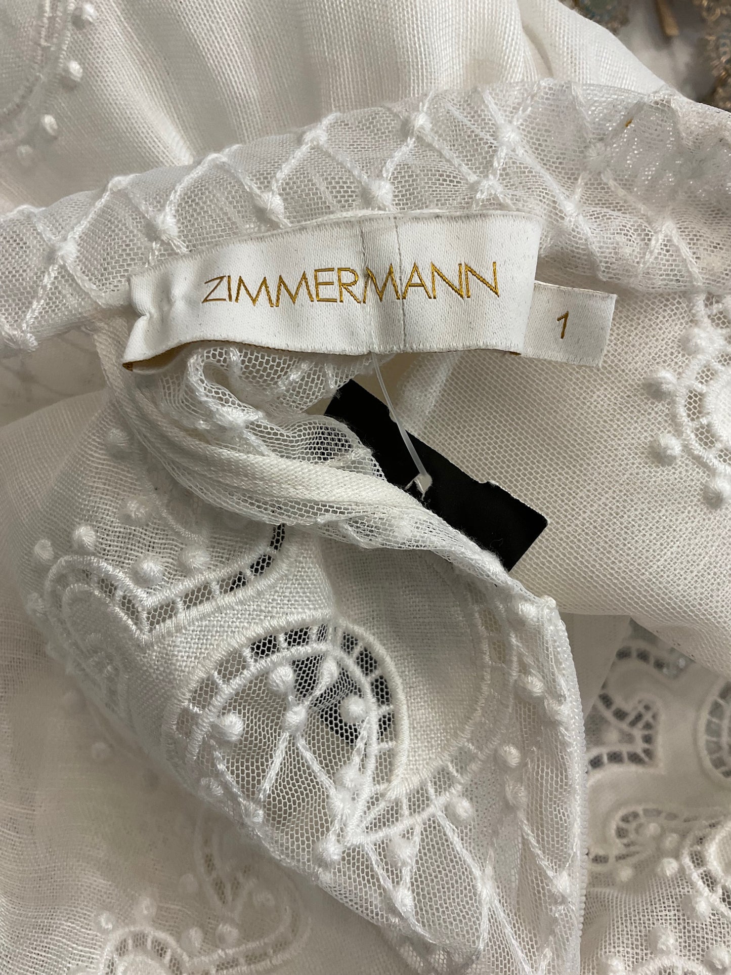 Zimmermann Off-White Linen Embroidered Blouse