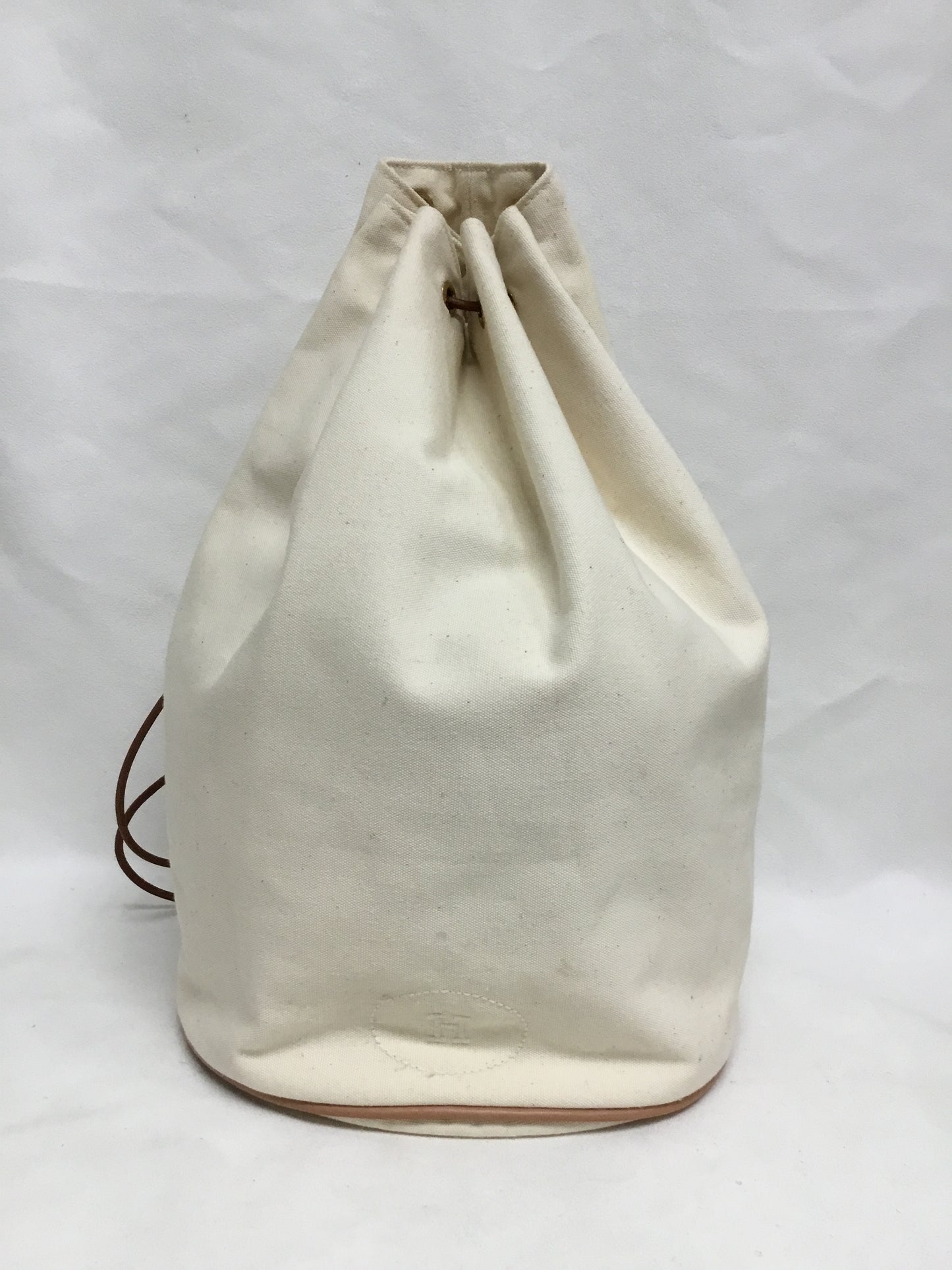 Hermes Off-White Canvas Drawstring Bucket Shoulder Bag