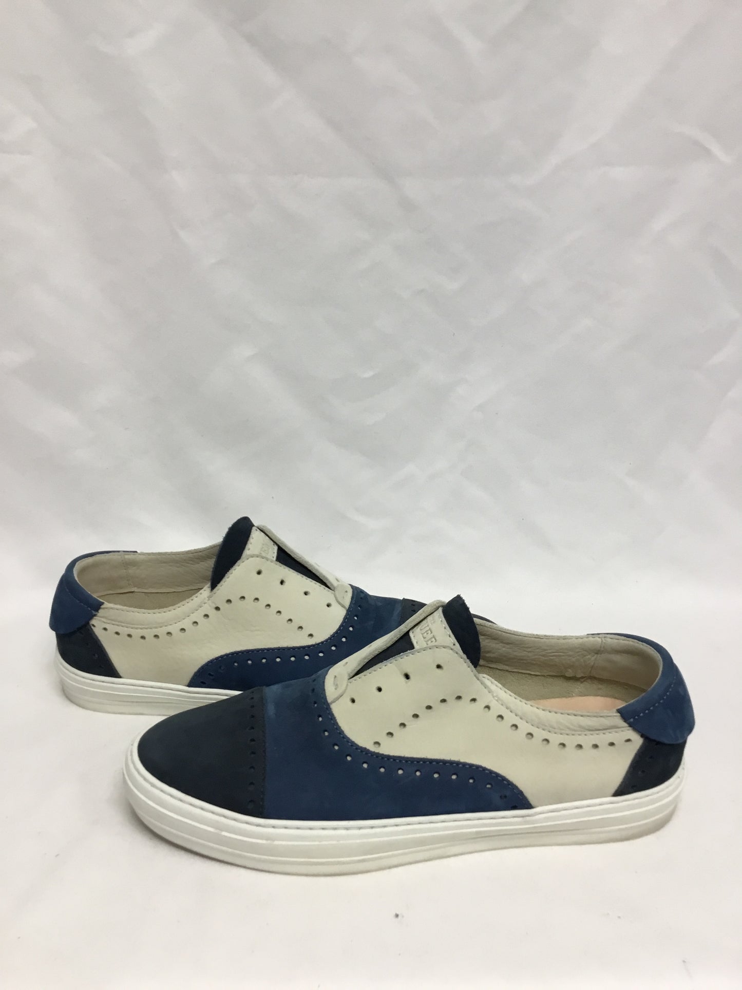McQueen Blue & Cream Suede Slip On Shoes