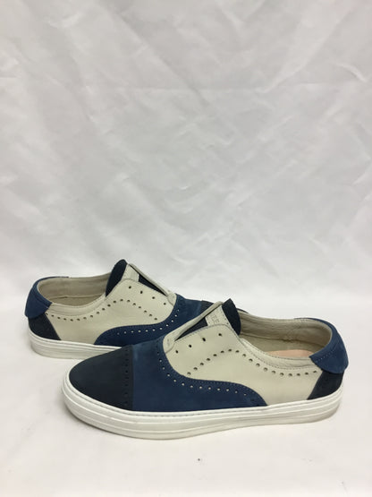 McQueen Blue & Cream Suede Slip On Shoes