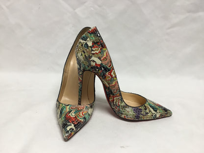 Louboutin Multicolor Abstract Printed Snakeskin So Kate Pumps