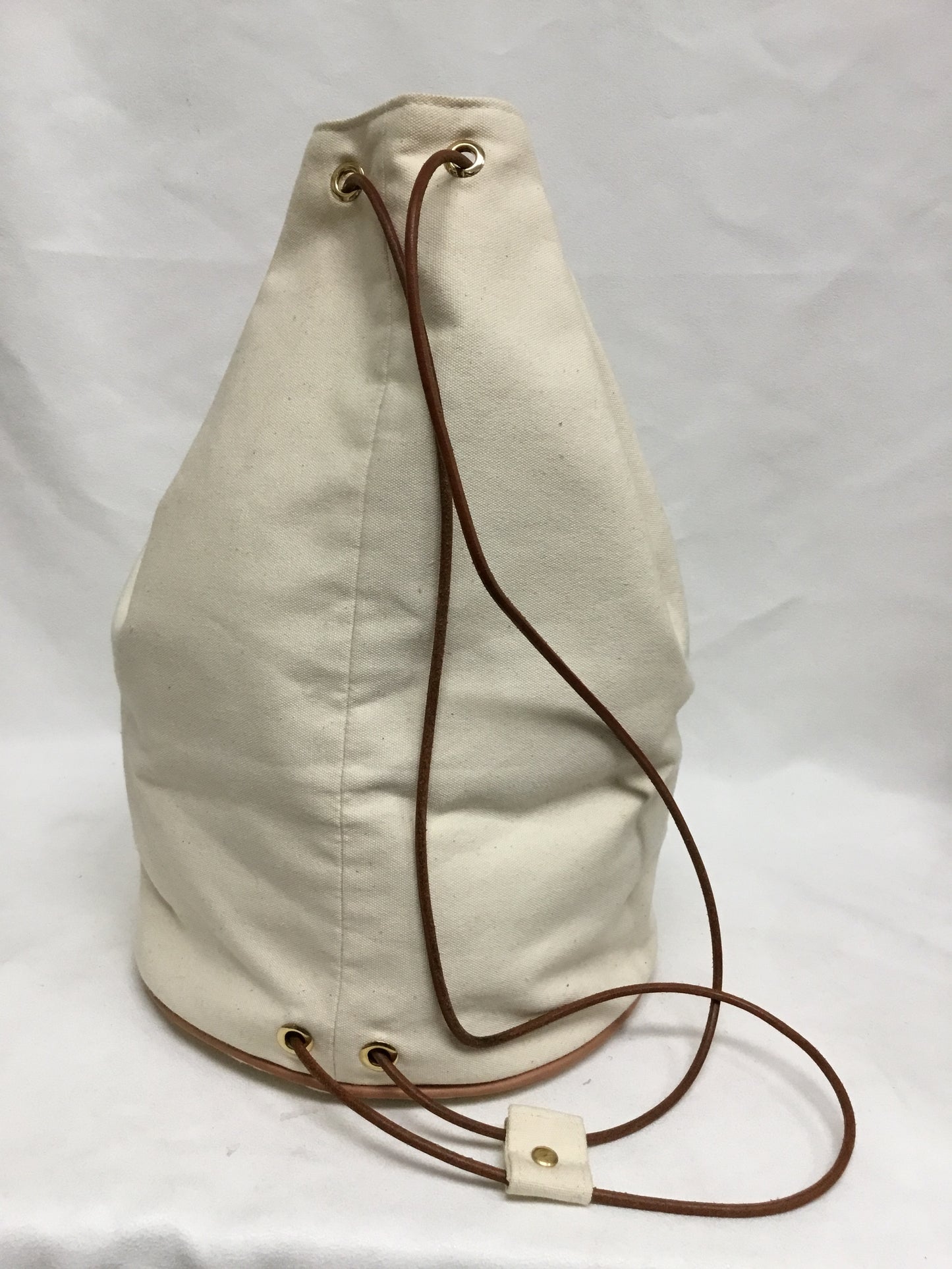 Hermes Off-White Canvas Drawstring Bucket Shoulder Bag