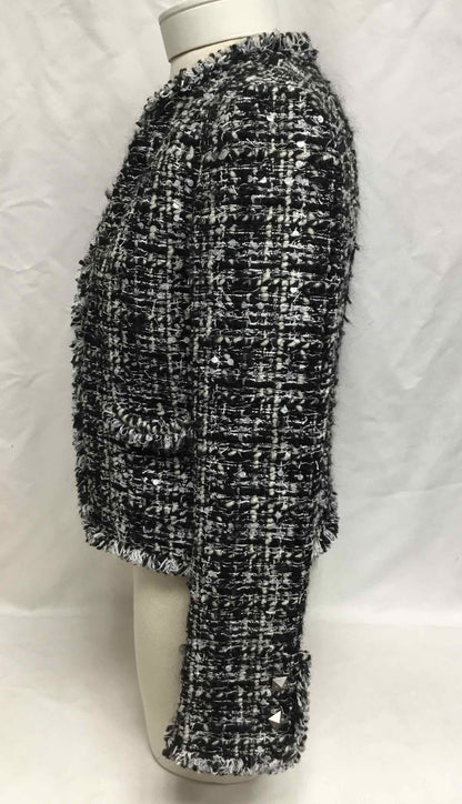 Chanel Black & White Tweed with Sequins Jacket