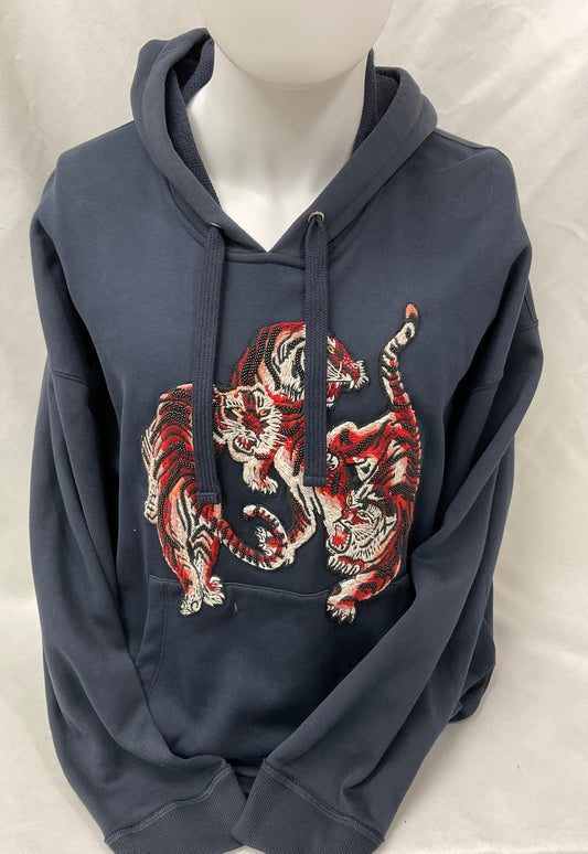 Valentino Navy Embroidered Tiger Hoodie
