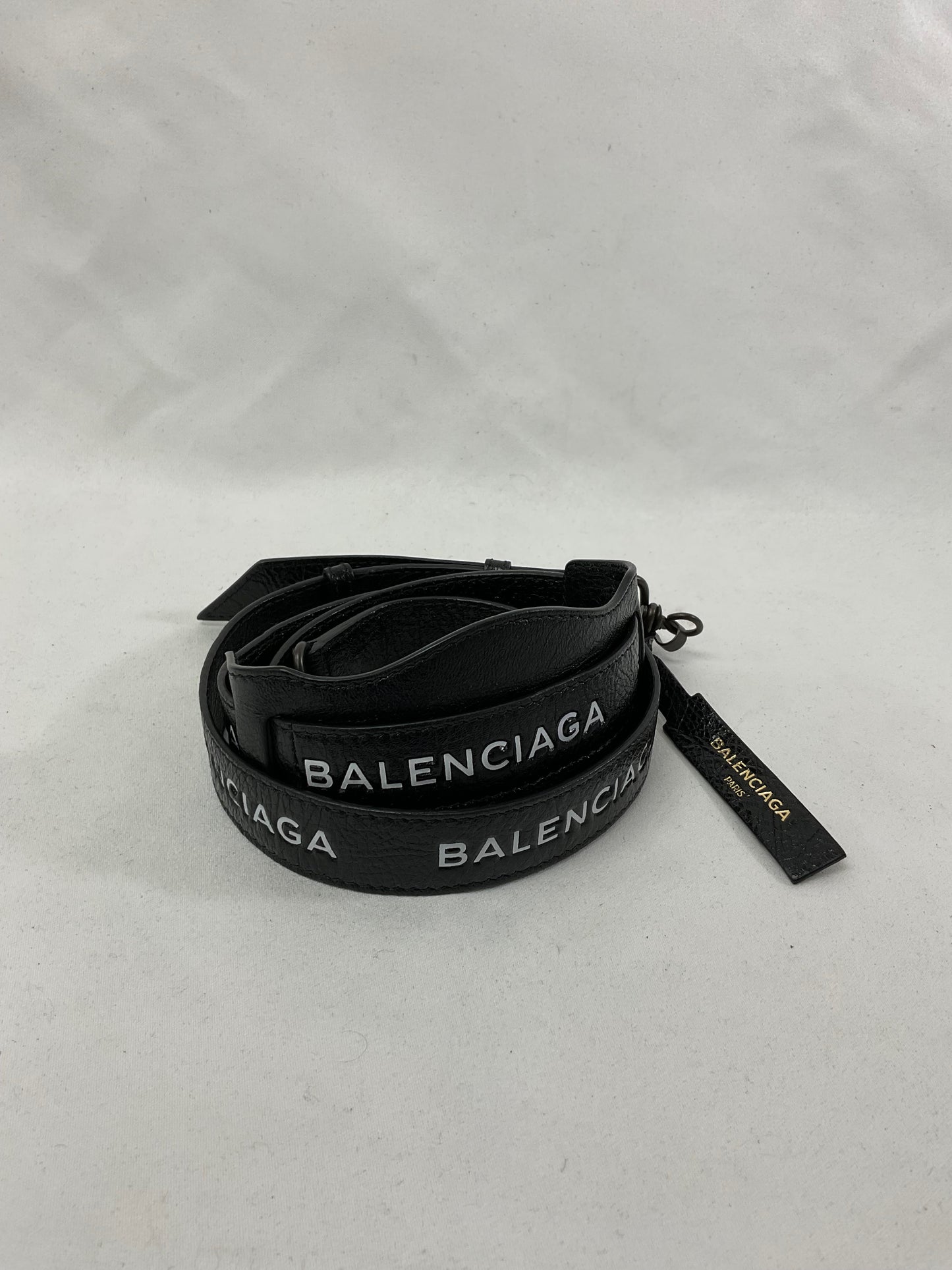 Balenciaga Black & White Logo Shoulder Bag Strap