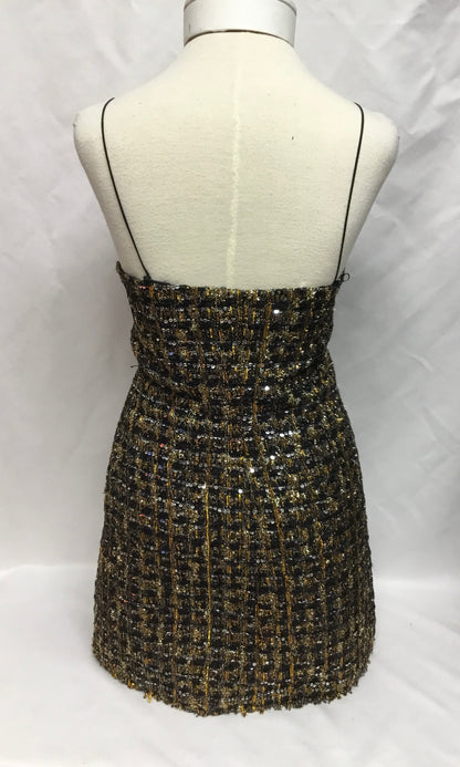 Balmain Black & Gold Tweed Dress
