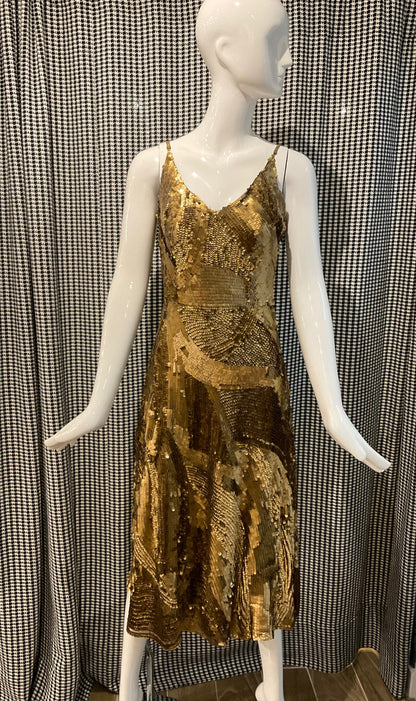 Vintage Bronze Sequined Slip Dress