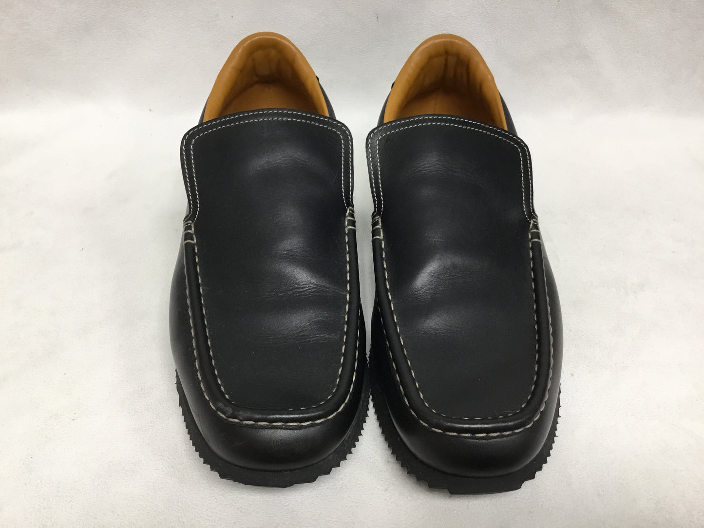 Hermes Black Leather Slip On Loafers
