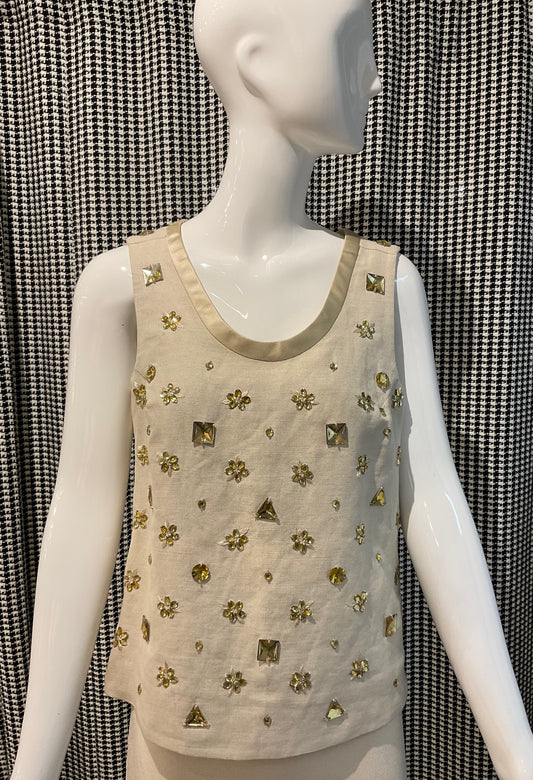 Chloe Beige Embroidered Stone Top