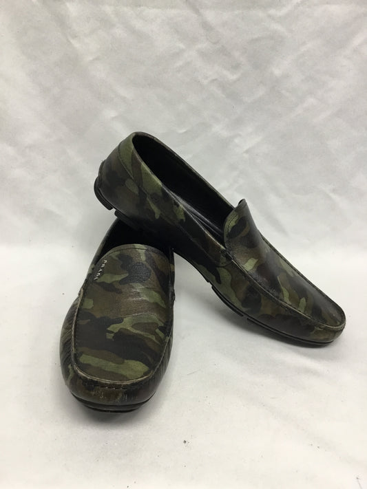 Prada Green Camouflage Leather Loafers